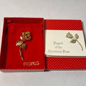 People’s Jewelry Legend Of The Christmas Rose Brooch. Vintage. new
Box included
